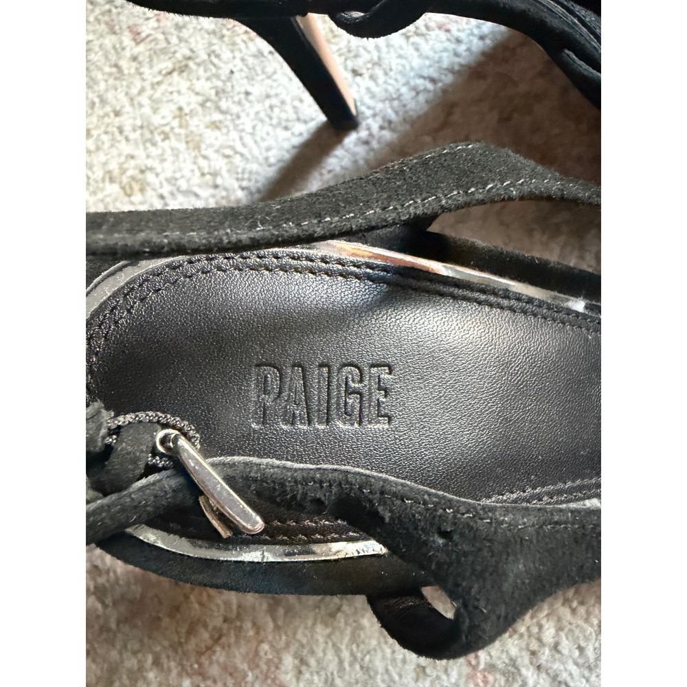 Paige Womens Black Suede Slingback Pointed Toe Pump Heels Size 6 - Picture 2 of 5
